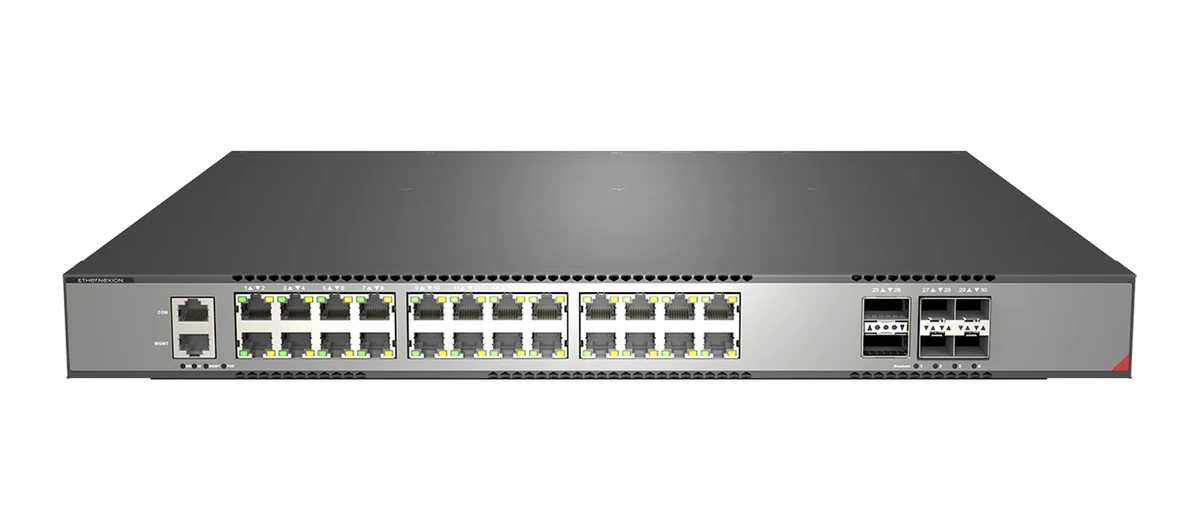S5124GP-4X2Q-EI, 24x1GBase-T(PoE+,perport30W),2x40GQSFP+,4x25G/10GSFP28, 51W, Support, L3 Management PoE Switch