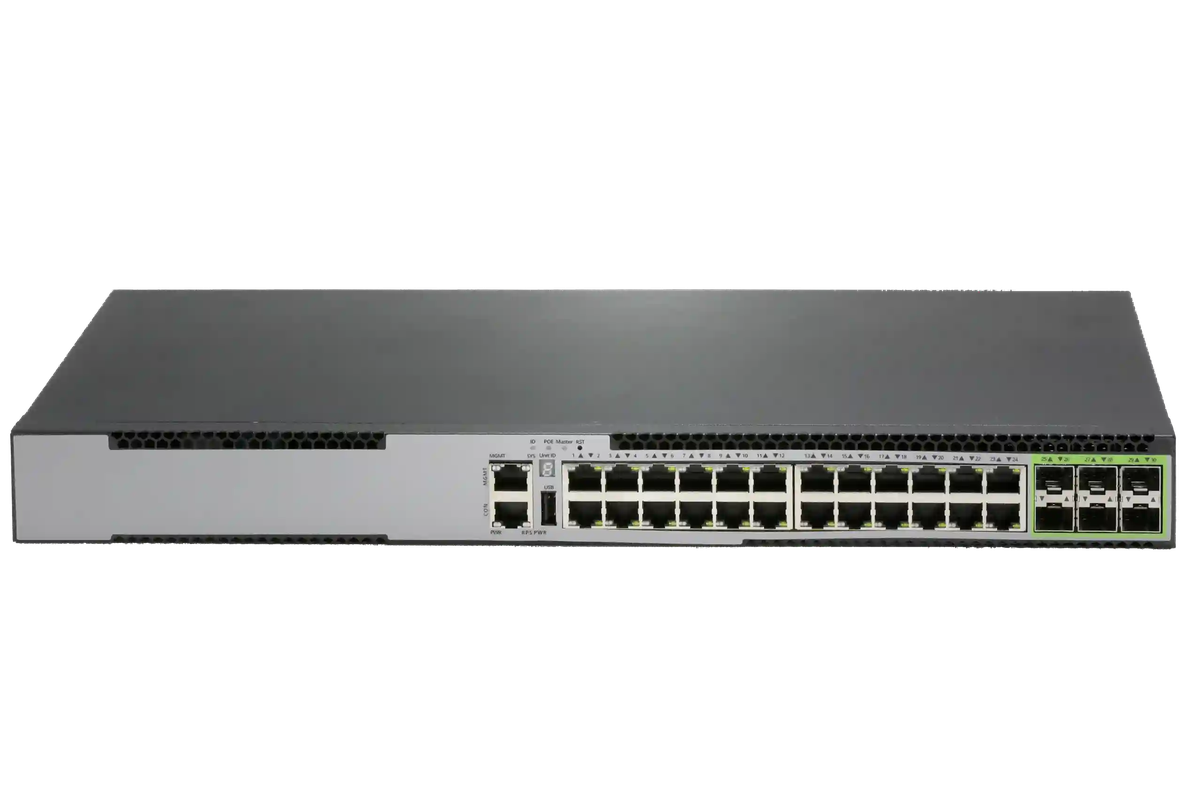 S3724GP-6X-SI, 24x1GBase-T(1-4PortsPoE++ 90W,5-24PortsPoE+ 30W),6x10GSFP+, Support, L3 Management PoE Switch
